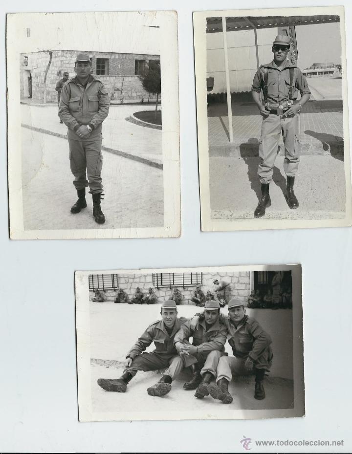 Militaria: 3  FOTOGRAFIAS ANTIGUAS DE RECLUTAS EN EL CAMPAMENTO