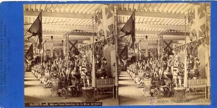 Militaria: Laurent Madrid B. 144. Vista interior de la Real Armer&iacute;a.