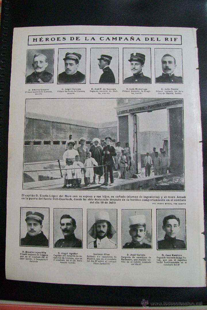 Militaria: HEROES DE LA CAMPA&Ntilde;A DEL RIF Y OTRAS FOTOS DE LA GUERRA HOJA REVISTA NUEVO MUNDO 1909