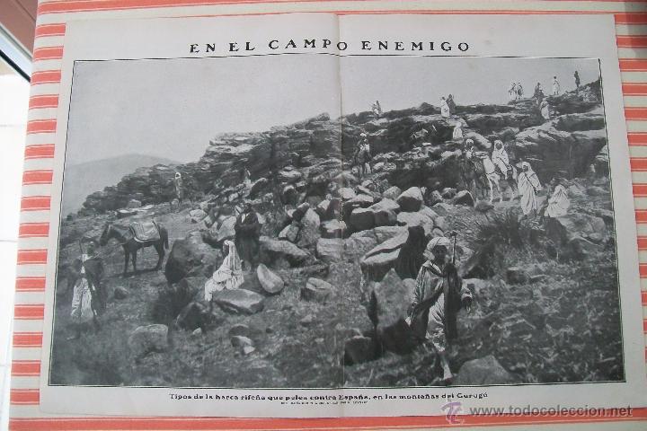 Militaria: DOBLE P&Aacute;GINA EN EL CAMPO ENEMIGO HOJAS REVISTA NUEVO MUNDO 1909 Y OTRAS FOTOS DE LA GUERRA