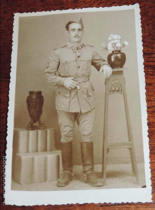 Military Antiques: FOTOGRAFIA DE SOLDADO DE ARTILLERIA, ESCRITA POR EL REVERSO EN 1948, TAMA&Ntilde;O POSTAL.