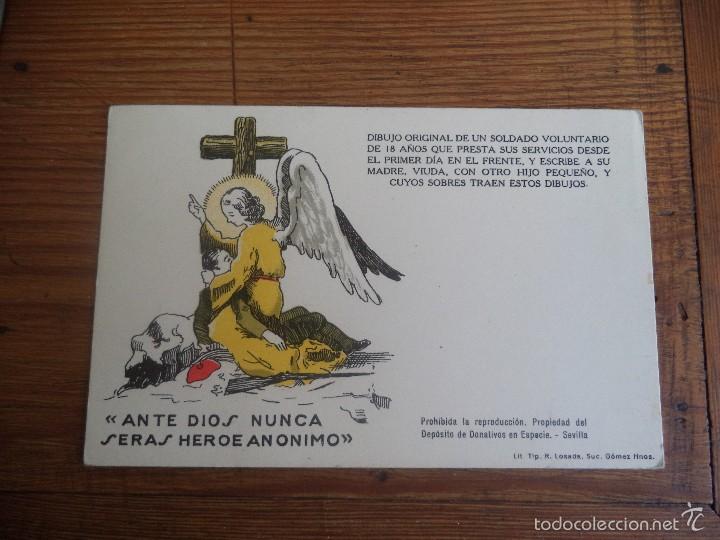 Militaria: Targeta postal dibujo original de un soldado voluntario.