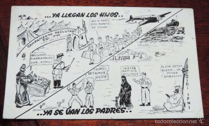 Militaria: FOTOGRAFIA CON ILUSTRACION HUMORISTICA DE SIDI IFNI, LEGION, FOTO MAYERAO, FOTO POSTAL MANDADA POR U