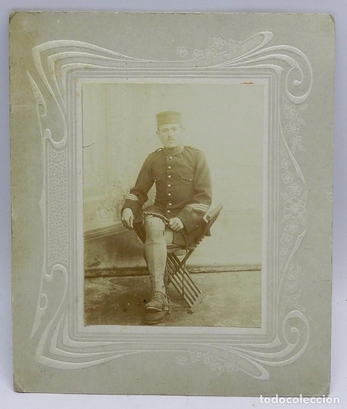 Militaria: FOTOGRAFIA ALBUMINA DE CABO DE CABALLERIA CON FUSTA, MIDE 17 X 14,2 CMS.