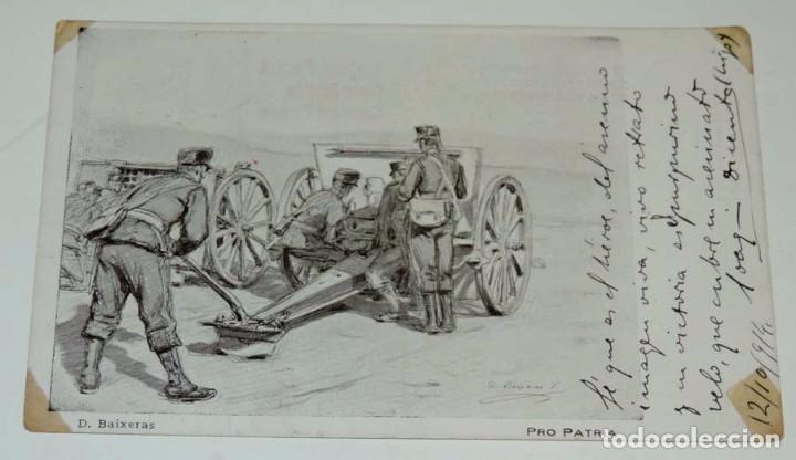 Militaria: POSTAL PRO PATRIA, ILUSTRACION D. BAIXERAS, SIN CIRCULAR PERO ESCRITA EN 1914, SERIE J.- NUM. 1019,