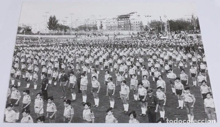 Militaria: Fotografia del acto de la Promesa de la OJE, Falange, Frente juventudes, presidida por el Pr&iacute;ncipe d
