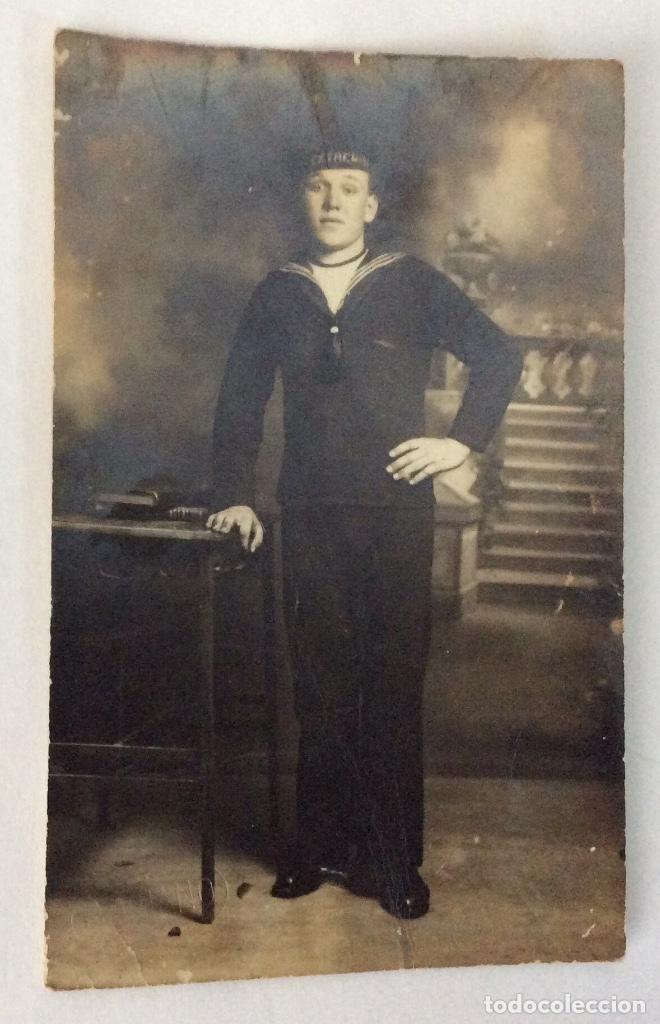 Militaria: ANTIGUA FOTO FORMATO POSTAL MARINERO MARINO CINTA LEPANTO CRUCERO PROTEGIDO EXTREMADURA