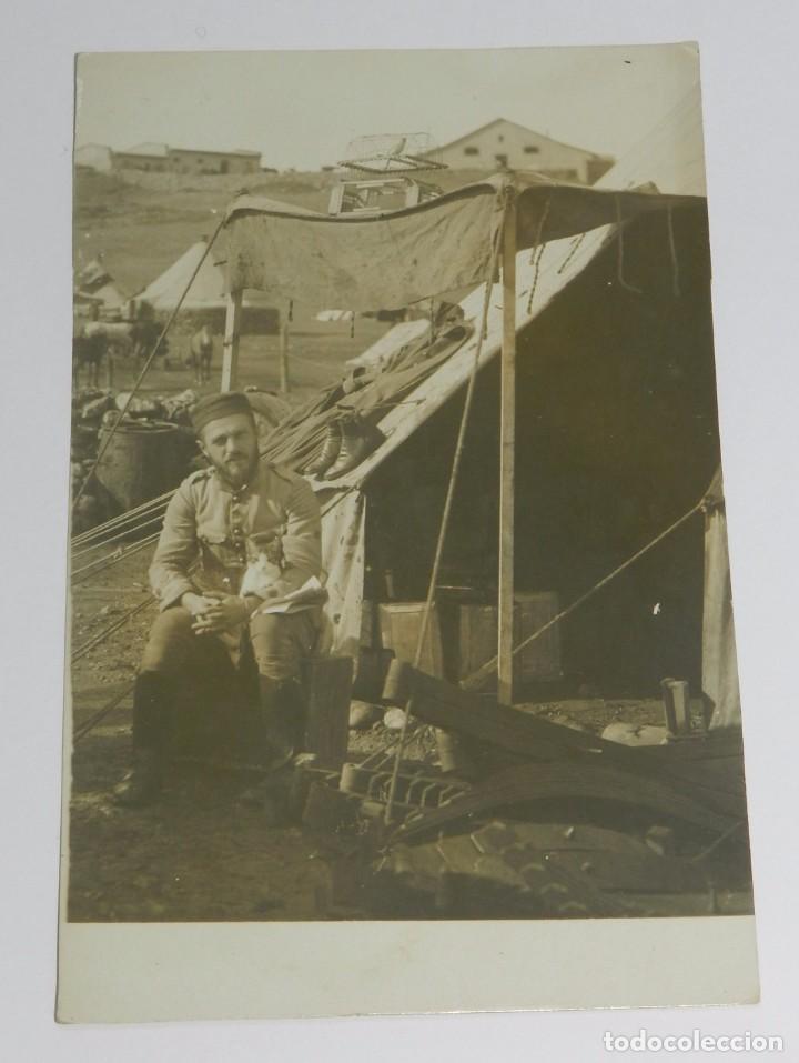 Militaria: ANTIGUA FOTO POSTAL DE LA GUERRA DEL RIF, CAMPAMENTO EN KANDUSI 1922, ZONA DE MELILLA, NO CIRCULADA,