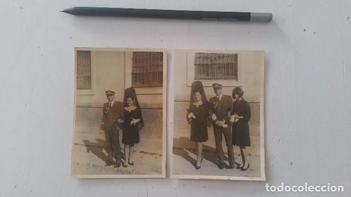 Militaria: LOTE DE 2 FOTOGRAF&Iacute;AS DE SOLDADO MILITAR CREO QUE DE AVIACION CON MUJER DE MANTILLA