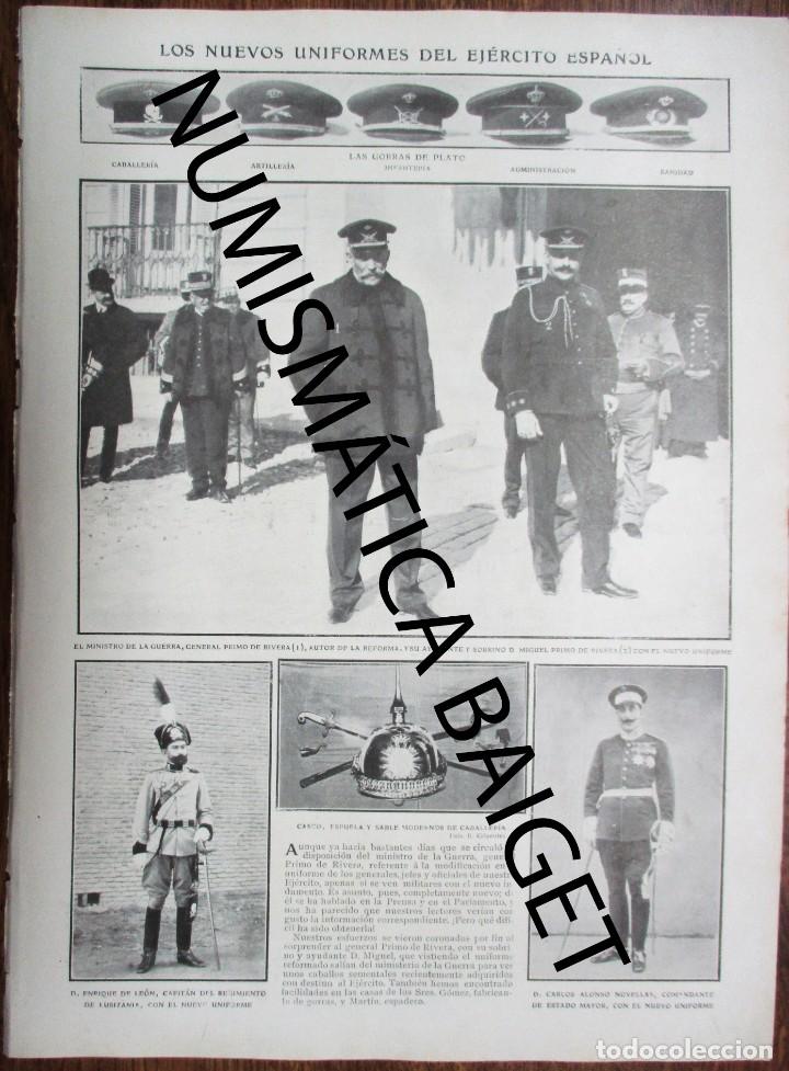 Militaria: EJERCITO ESPA&Ntilde;OL 1908. NUEVOS UNIFORMES MILITARES. HOJA DE LA REVISTA: ACTUALIDADES.