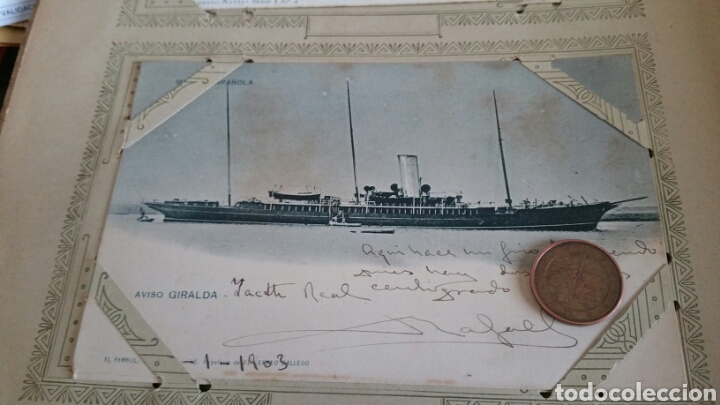 Militaria: Postal fotograf&iacute;a de Marina Espa&ntilde;ola aviso Giralda 1903 El Correo Gallego