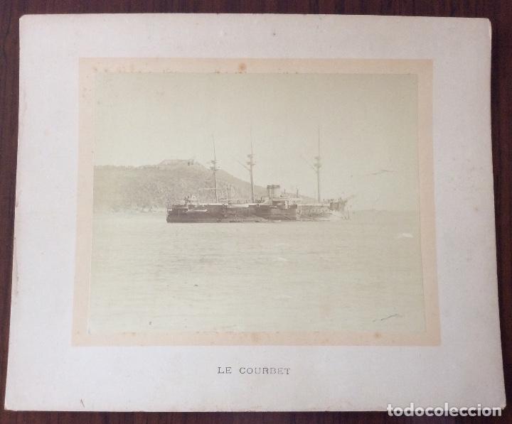 Militaria: FOTO FOTOGRAF&Iacute;A ALB&Uacute;MINA BARCO BUQUE ACORAZADO LE COURBET FRANCIA 32&rsquo;5x40 CMS.