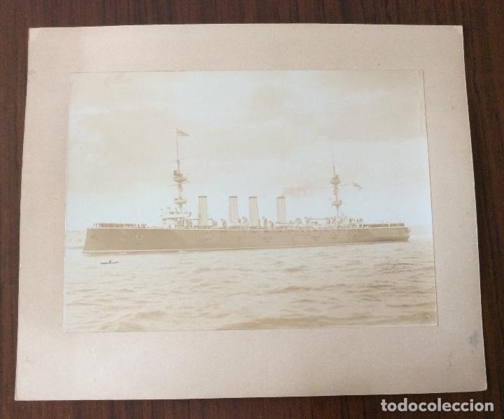 Militaria: FOTO FOTOGRAF&Iacute;A ALBUMINA BARCO BUQUE ACORAZADO INGL&Eacute;S TERRIBLE SYMONDS & Co PORTSMOUTH 29&rsquo;5x36 CMS