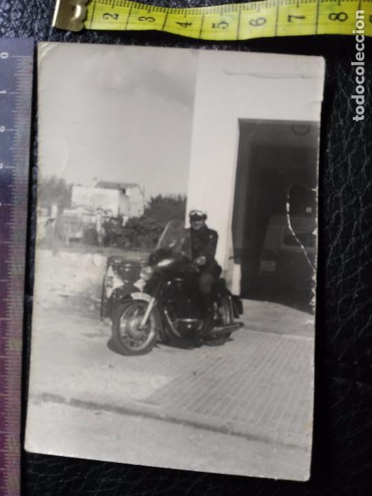Militaria: Antigua fotograf&iacute;a polic&iacute;a montado en motocicleta moto