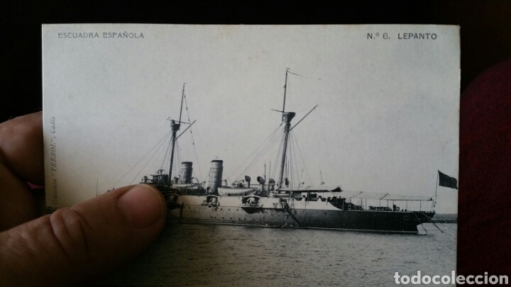 Militaria: Fotograf&iacute;a postal de el buque Lepanto de la escuadra espa&ntilde;ola colecci&oacute;n tr&eacute;bol