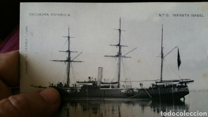 Militaria: Fotograf&iacute;a postal del buque Infanta Isabel escuadra espa&ntilde;ola colecci&oacute;n tr&eacute;bol