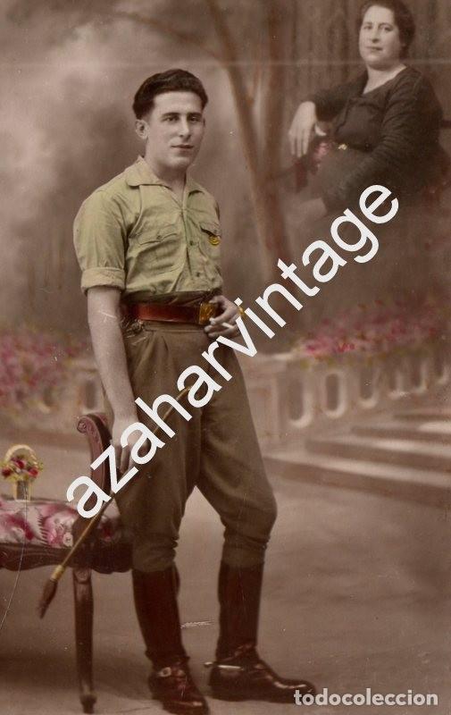 Militaria: ANTIGUA POSTAL FOTOGRAFICA, SOLDADO CON FUSTA Y BOTAS DE MONTAR, CABALLERIA?
