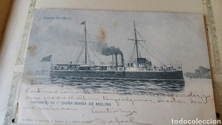 Militaria: Postal fotograf&iacute;a del a&ntilde;o 1903 ca&ntilde;onero de la marina de guerra espa&ntilde;ola do&ntilde;a Mar&iacute;a de Molina