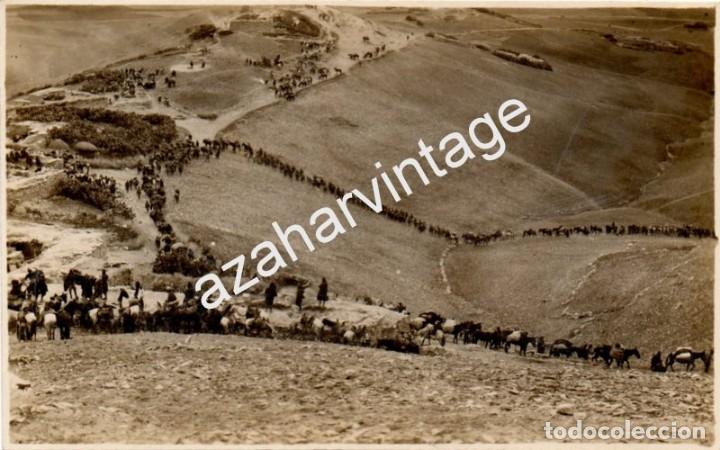 Militaria: GUERRA DE AFRICA, ANTIGUA POSTAL FOTOGRAFICA MOVIMIENTO DE TROPAS, MAGNIFICA