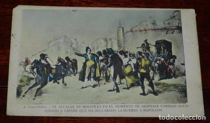 Militaria: POSTAL DE EL ALCALDE DE MOSTOLES, GUERRA DE LA INDEPENDENCIA, ED. A PEREZ RUBIO, REVERSO CON PUBLICI