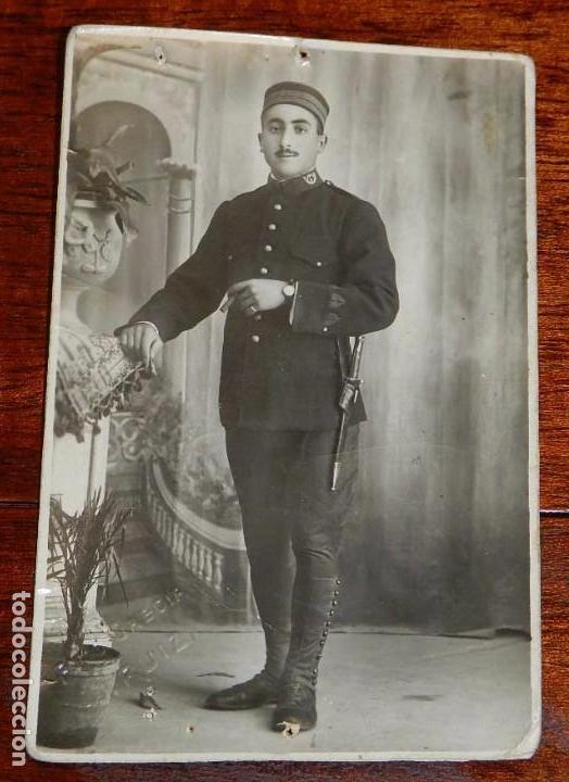 Military Antiques: FOTOGRAFIA DEL SOLDADO DE INFANTERIA, NO CIRCULADA.