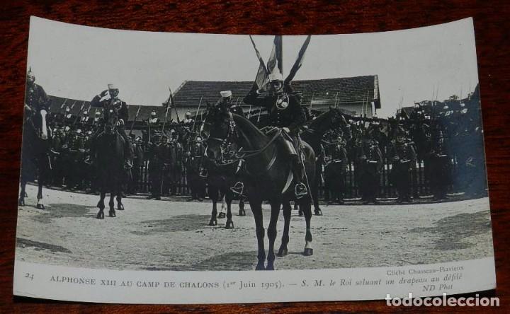 Military Antiques: FOTO POSTAL DEL REY ALFONSO XIII EN CHALONS (FRANCIA), A&Ntilde;O 1905, N. 24, FOTO ND. NO CIRCULADA.