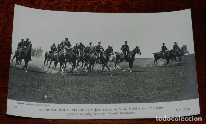 Military Antiques: FOTO POSTAL DEL REY ALFONSO XIII EN CHALONS (FRANCIA), A&Ntilde;O 1905, N. 22, FOTO ND. NO CIRCULADA.