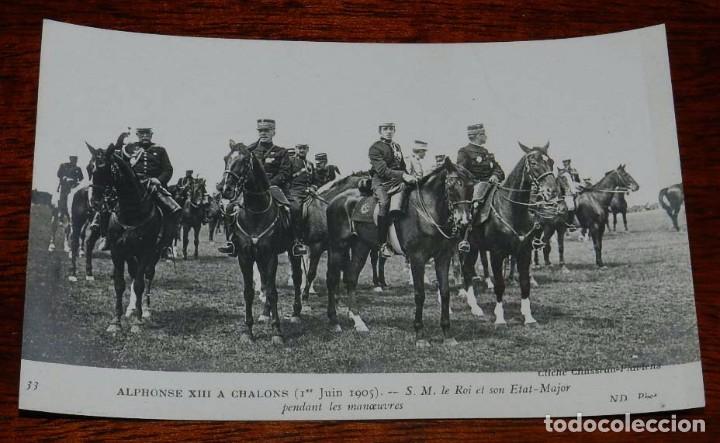 Military Antiques: FOTO POSTAL DEL REY ALFONSO XIII EN CHALONS (FRANCIA), A&Ntilde;O 1905, N. 33, FOTO ND. NO CIRCULADA.