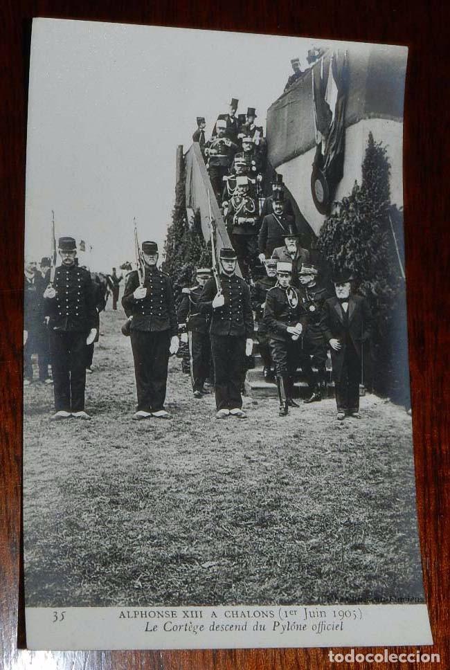 Military Antiques: FOTO POSTAL DEL REY ALFONSO XIII EN CHALONS (FRANCIA), A&Ntilde;O 1905, N. 35, FOTO ND. NO CIRCULADA.