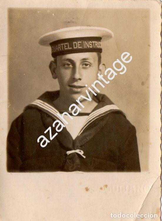 Militaria: ANTIGUA FOTOGRAFIA, MARINERO CON LEPANTO CUARTEL INSTRUCCION,58X80MM
