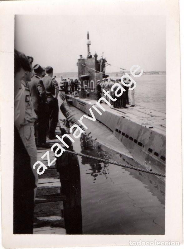 Militaria: ANTIGUA FOTOGRAFIA SUBMARINO ATRACADO EN PUERTO, 75X105MM