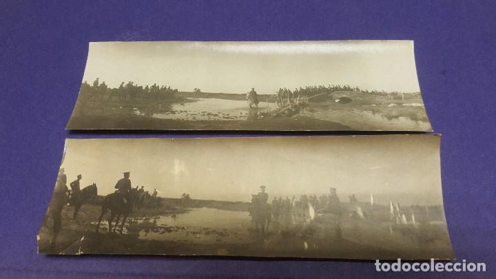 Militaria: 2 interesantes fotografias de tropa caballeria espa&ntilde;ola cruzando rio, principios siglo xx