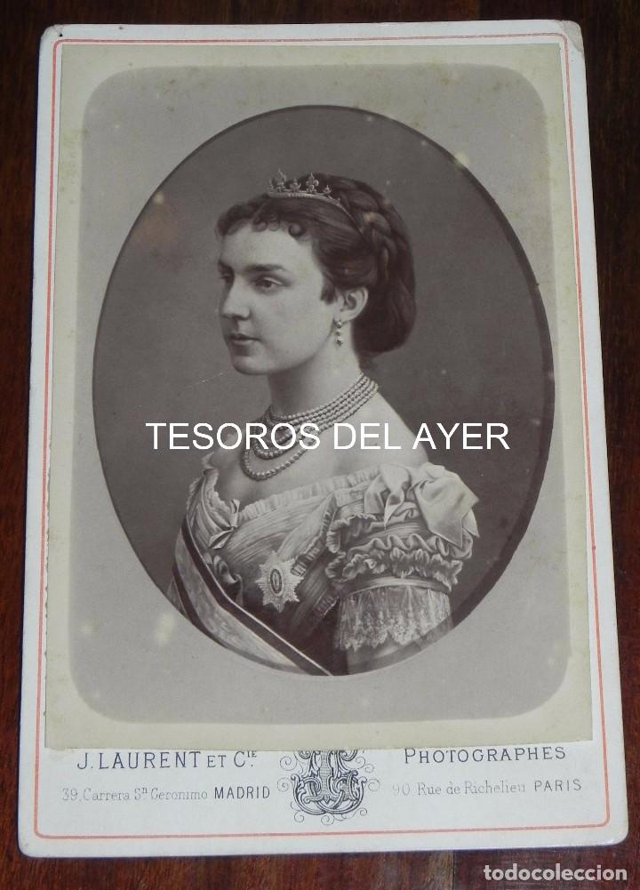 Militaria: Fotografia albumina de la reina Maria de las Mercedes de Orleans, esposa de Alfonso XII, foto: J. La