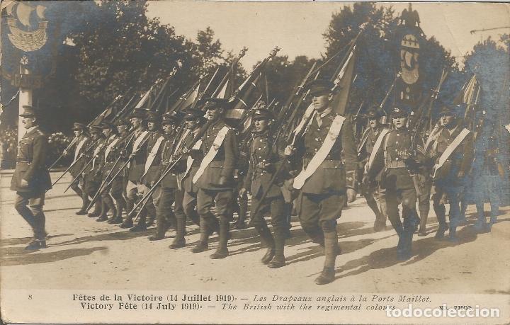 Militaria: F&ecirc;tes de la Victoire (14 Juillet 1919) &ndash; Les Drapeaux anglais &agrave; la Porte Maillot  - ND. PHOT 8 - S/C