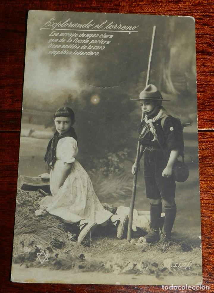 Militaria: ANTIGUA FOTO POSTAL DE BOY SCOUTS, EXPLORADORES, ESCULTISMO, VER LAS DOS FOTOS PUESTAS.
