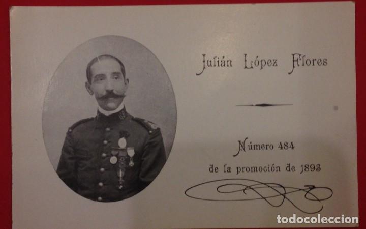 Militaria: TARJETA MILITAR DE JULIAN LOPEZ FLORES N&ordm; 484 DE LA PROMOCION 1893