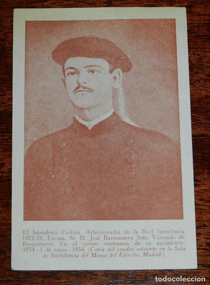 Militaria: ANTIGUA POSTAL DE EL INTENDENTE CARLISTA, D. JOSE BARRIONUEVO SOTO, NO CIRCULADA.