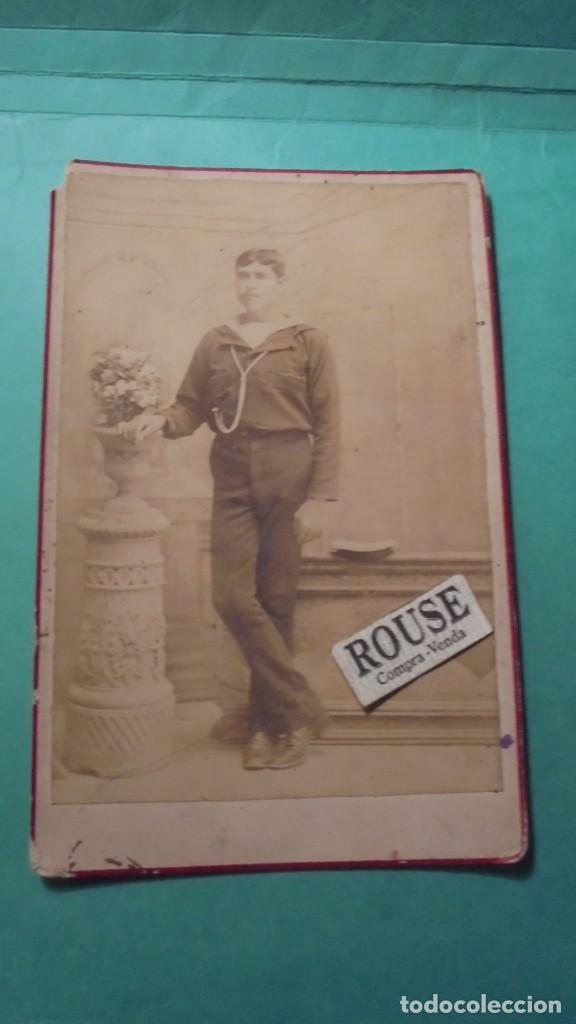 Militaria: ALBUMINA - ANTIGUA FOTOGRAFIA , MILITAR MARINA .PERDIDA DE UNA PUNTA . 16,5X11 CM.