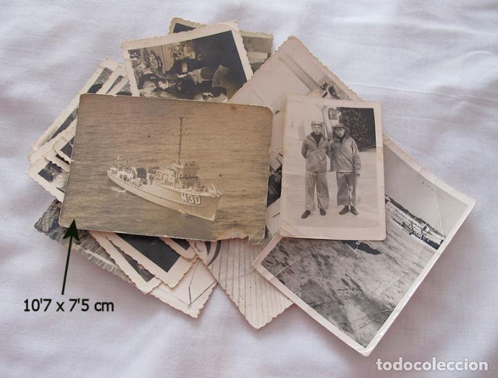 Militaria: LOTE DE FOTOS ARMADA ESPA&Ntilde;OLA MARINA CAZAMINAS TAJO UNIFORME GRIS