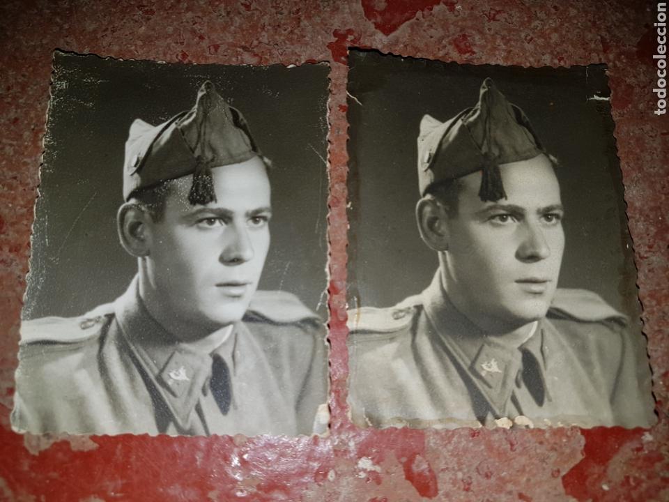 Militaria: 2 fotos media postal soldado infanteria 1940