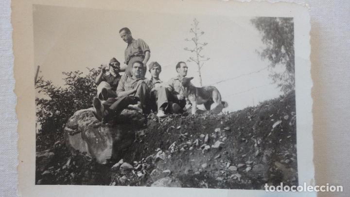 Militaria: ANTIGUA FOTOGRAFIA.GRUPO DE MILITARES CON PERRO.FOTO ROS.CEUTA