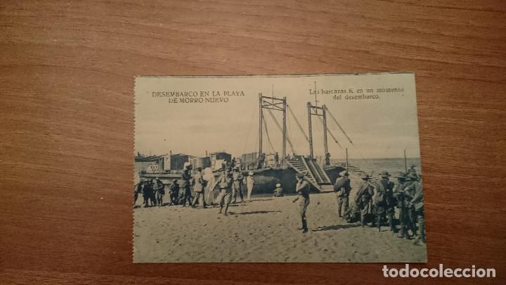 Militaria: POSTAL DESEMBARCO EN LA PLAYA DE MORRO NUEVO LAS BARCAZAS K EN UN MOMENTO DEL DESEMBARCO