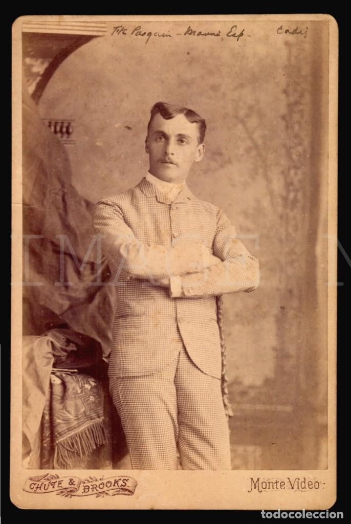 Militaria: Manuel Pasquin Teniente armada espa&ntilde;ola 1885 foto original cabinet autografiada Historia Naval