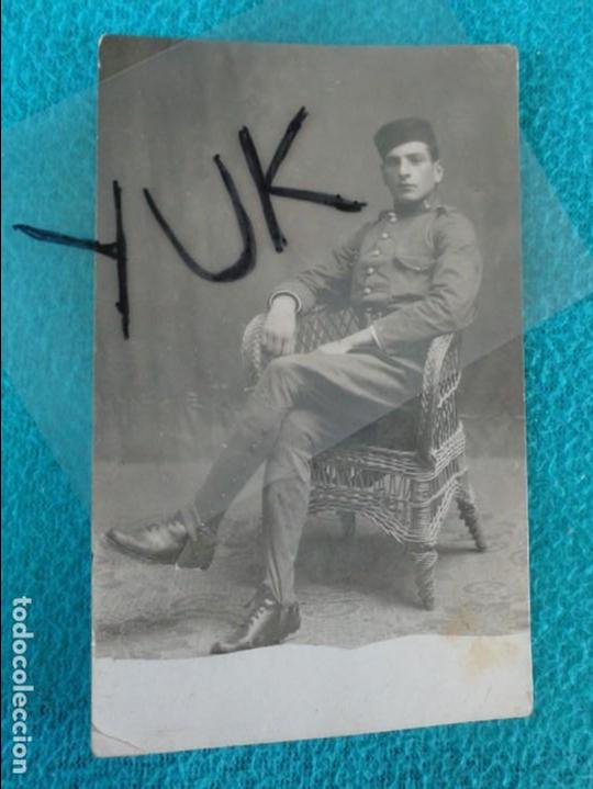 Militaria: antigua postal fotografica de soldado espa&ntilde;ol --- sobre 1915 --- gorro panadero