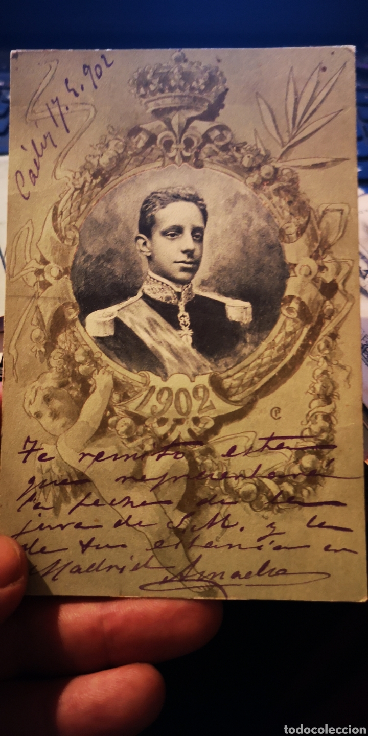 Militaria: Postal del rey Alfonso XIII a&ntilde;o 1902
