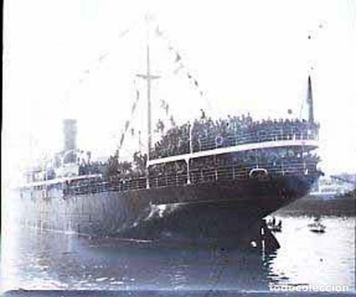 Militaria: FOTOGRAFIA ESTEREOSCOPICA DE CRISTAL, BARCO TRANSPORTE DE TROPAS, AFRICA GUERRA DEL RIF, MIDE 10,6 X