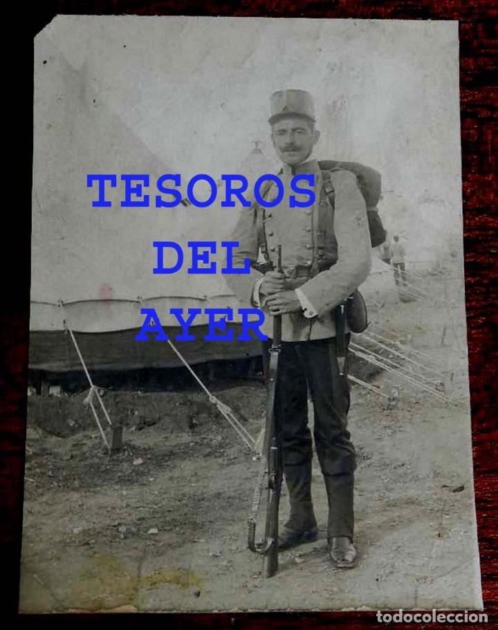 Militaria: FOTOGRAFIA DE GASTADOR DE INFANTERIA EN LA GUERRA DEL RIF, MIDE 10,8 X 7,5 CMS.