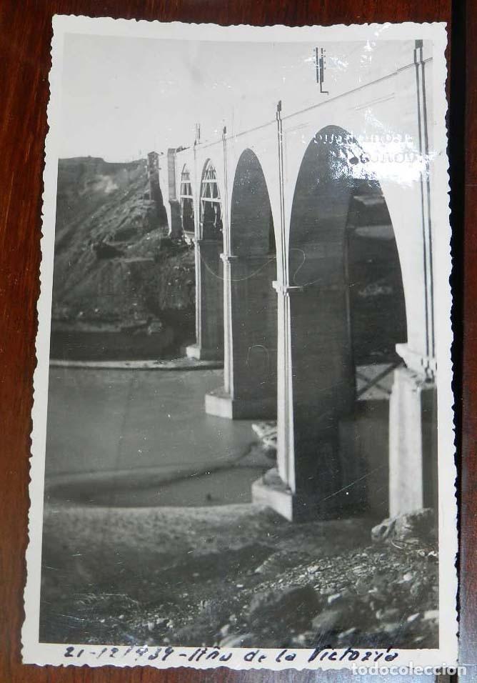 Military Antiques: POSTAL FOTOGRAFICA DEL PUENTE EN EL RIO ALCANADRE, KM. 92, GUERRA CIVIL, RECONSTRUCCION DEFINITIVA D