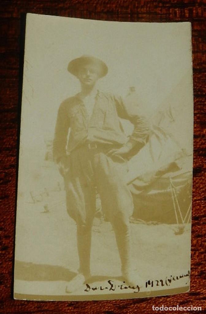 Military Antiques: FOTOGRAFIA DE SOLDADO EN DAR DRIUS, GUERRA DEL RIF, VERANO DE 1922, MIDE 6,5 X 4 CMS.