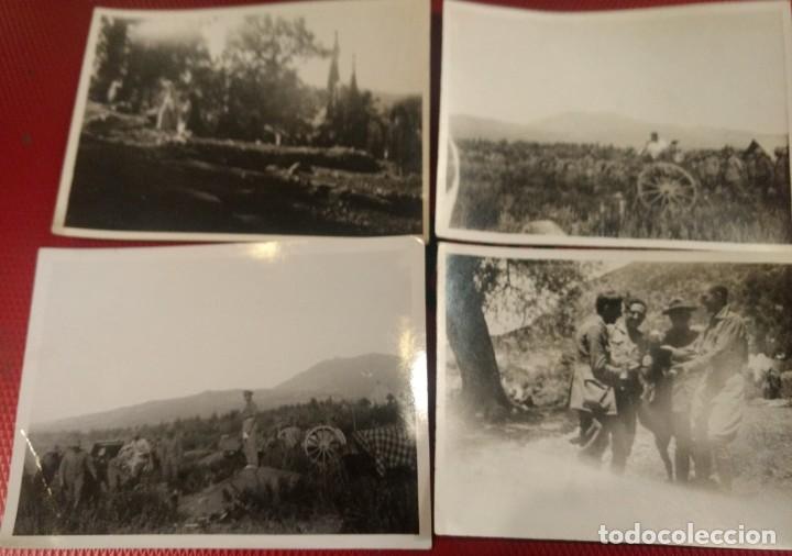 Militaria: Lote de 4 fotograf&iacute;as militares, maniobras, exploradores ? 11 x 8,50 cm